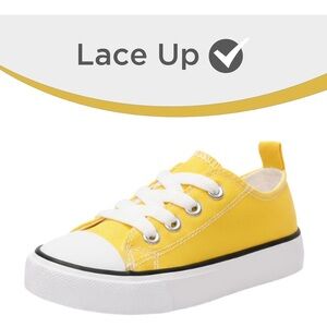 Yellow Kids Lace-Up  Canvas Sneakers